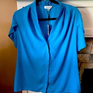 Calvin Klein XL Blue Blouse NWT